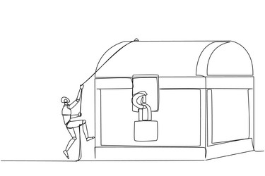 Single continuous line drawing smart robot helps Vector Image