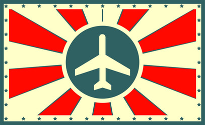 sun rays backdrop with airplane icon vector image