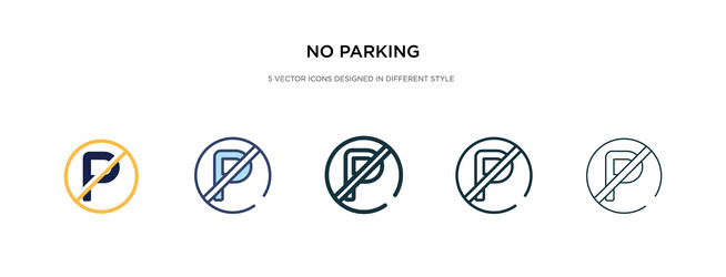 No parking icon in different style two colored vector