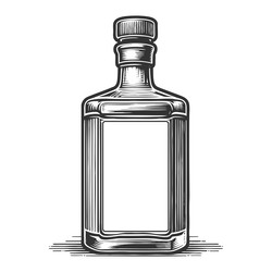 glass bottle with blank label engraving Vector Image