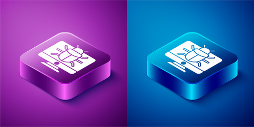 isometric system bug on monitor icon isolated vector image