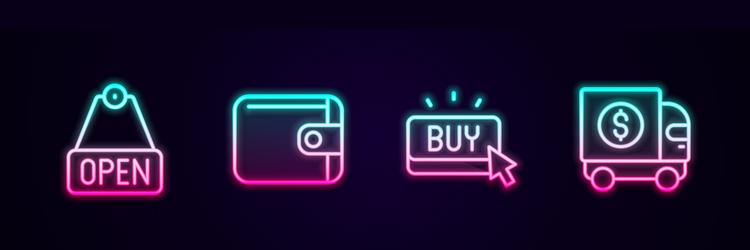 set line hanging sign with text open wallet buy vector image