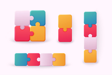 set of puzzle jigsaw templates 3d web vector image