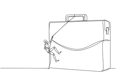 single continuous line drawing smart robot climbs vector image