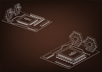 Black motherboard on white Royalty Free Vector Image