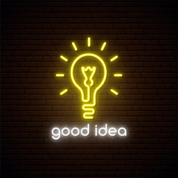 good idea neon sign bright signboard vector