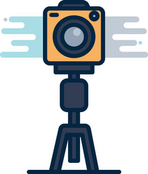 camera over tripod line fill block style icon vector image