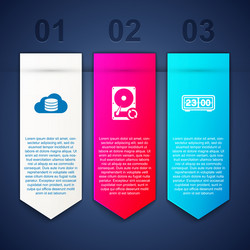 set cloud database hard disk drive hdd sync vector image