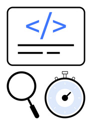 web development elements with coding symbols vector image