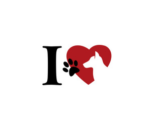 emblem of dog in heart vector