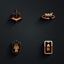 set 3d modeling 360 degree view and augmented vector image