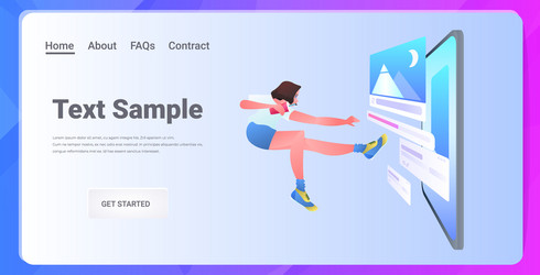 woman developer creating mobile website ui web vector image