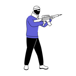 man in balaclava mask flat silhouette terrorist vector