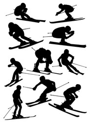 silhouettes alpine skiers Vector Image