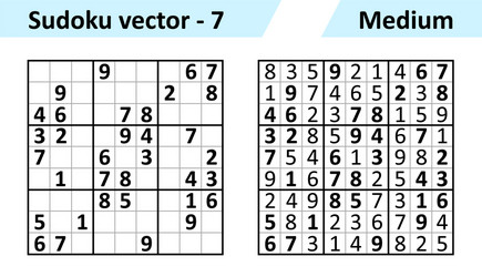sudoku game with answers simple design set vector image