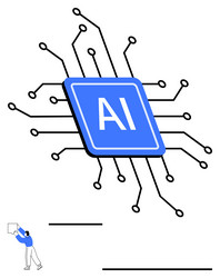 ai microchip with circuit connections and person vector image
