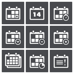 Calendar with notes icon set vector