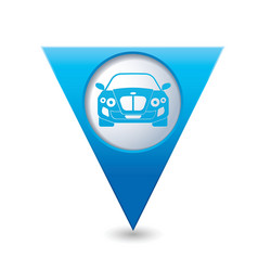 Car blue triangular map pointer vector