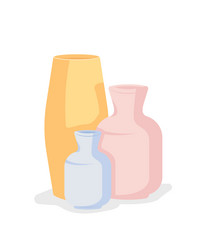 Handmade pottery vases semi flat color object vector