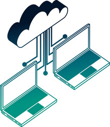 laptop computer with cloud computing vector