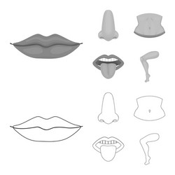 isolated object of body and part logo collection vector image