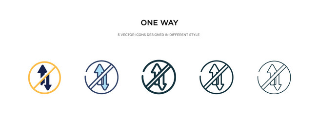 one way icon in different style two colored vector