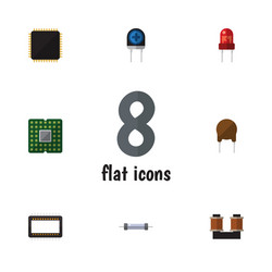 flat icon technology set of triode cpu vector image
