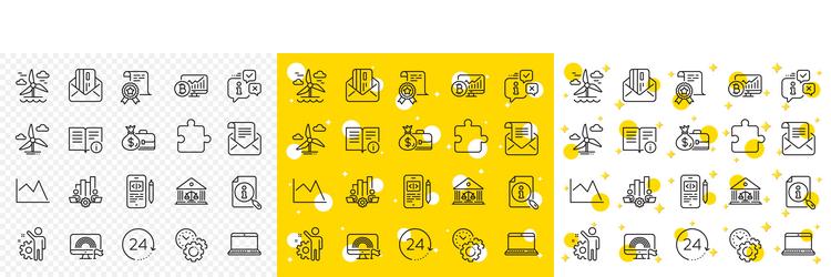 outline mail newsletter puzzle and notebook line vector image