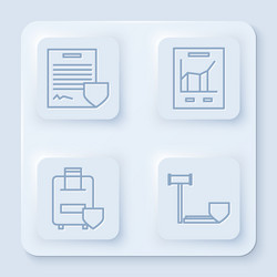 set line contract with shield document graph vector image