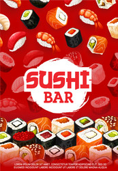 sushi bar menu unagi maki and sashimi rolls vector