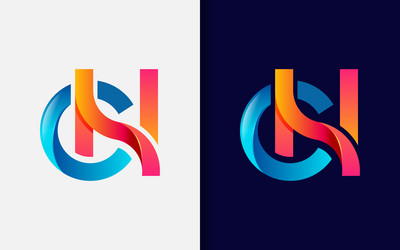 abstract modern initial c and h combined vector image