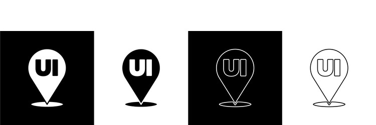 set ui or ux design icon isolated on black vector image