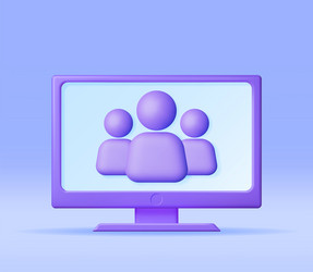 3d simple group user icon in computer vector