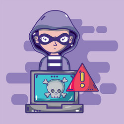 Hacker with cybercrime symbols vector