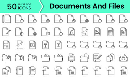 set of documents and files icons line art style vector image