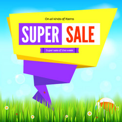 Super sale summer background cut paper art style vector