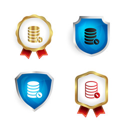 abstract database edit badge and label collection vector image