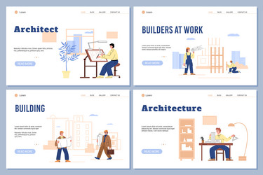 architecture and building works web banner mockups vector image