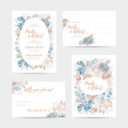 Floral Wedding Invitation Set Vector Image