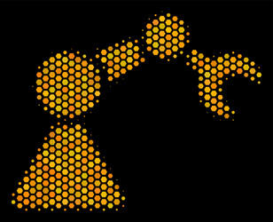 Hexagon halftone robotics manipulator icon vector