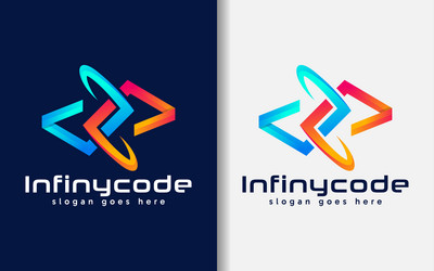infinycode logo design modern stylish coding vector image