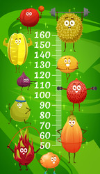 kids height chart exotic fruits on fitness sport vector