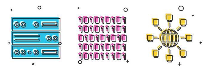 set server data web hosting binary code vector image