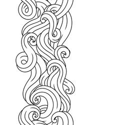 Seamless pattern with wave line curls monochrome vector