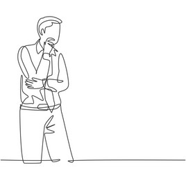 Continuous one line drawing standing man Vector Image