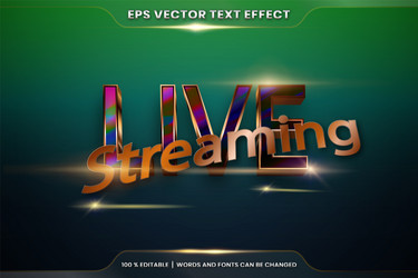 text effect in 3d live streaming words font vector image