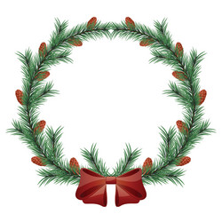 Watercolor green spruce wreath with cones Vector Image