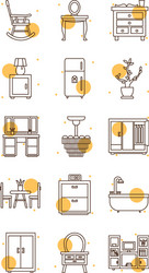 isolated home block and line style icon set vector image