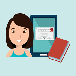 woman student tablet book diploma vector