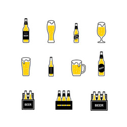 beer glasses and bottles color icons set vector